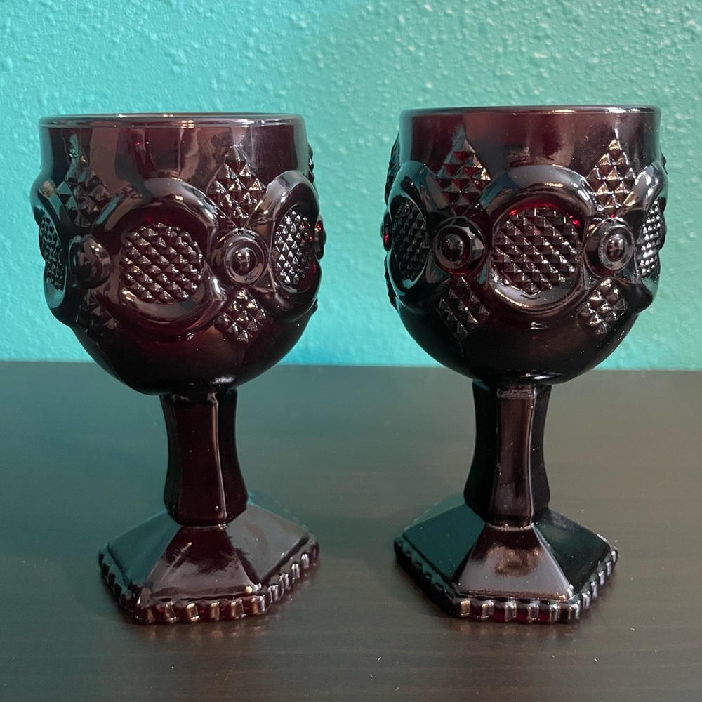 Vintage Avon 1876 Cape Cod Ruby Red- Set of 2 Goblets